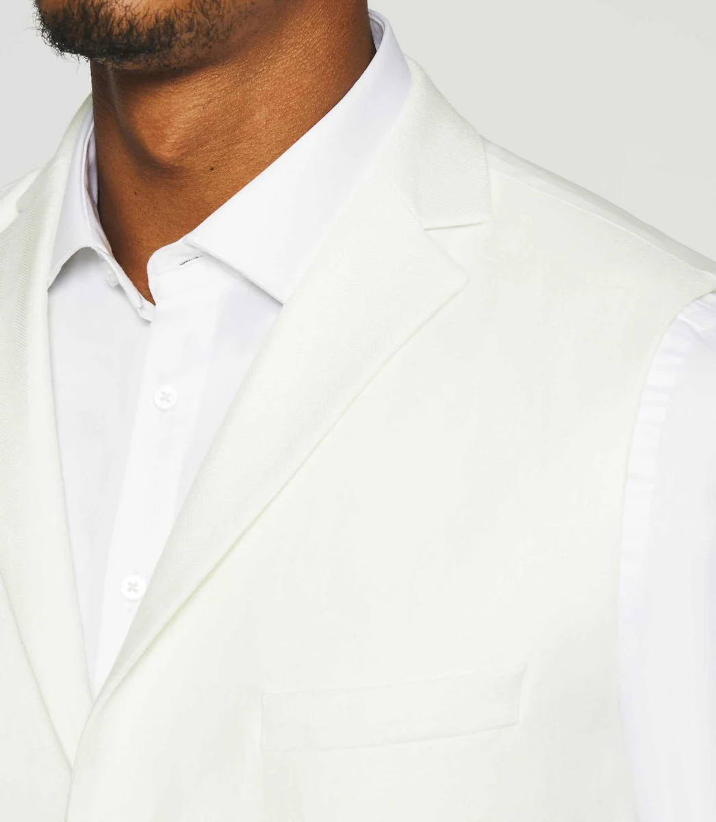 Gilet de costume en lin et coton blanc JCACTUS