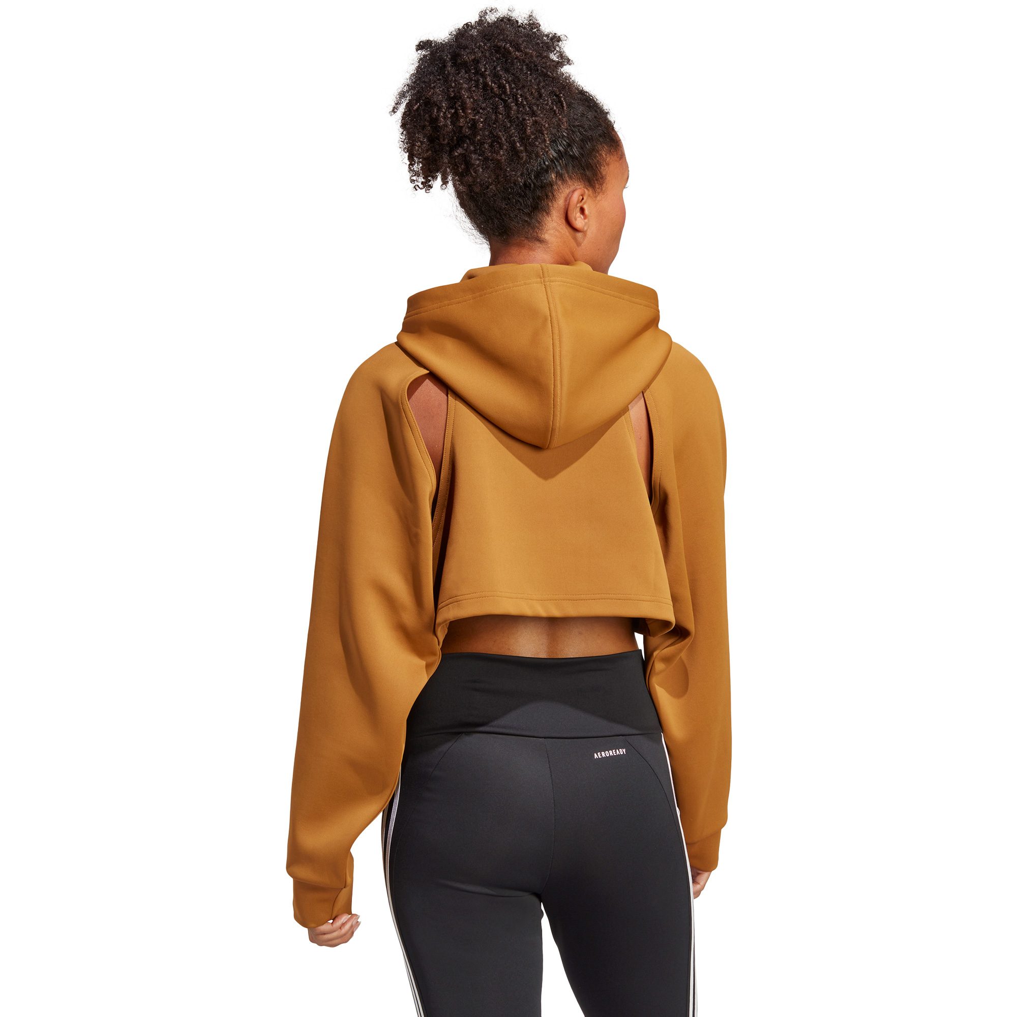 adidas HIIT Aeroready Crop Training Hoodie Damen bronze strata
