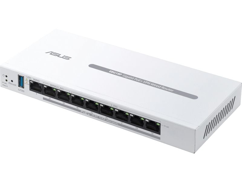 ASUS VPN-Router ExpertWiFi EBG19P ExpertWiFi EBG19P Gigabit PoE  VPN kabelgebundener Router 8 PoE  Ports, 123W, bis zu 3 WAN-Ethernet-Ports   1 USB-WAN