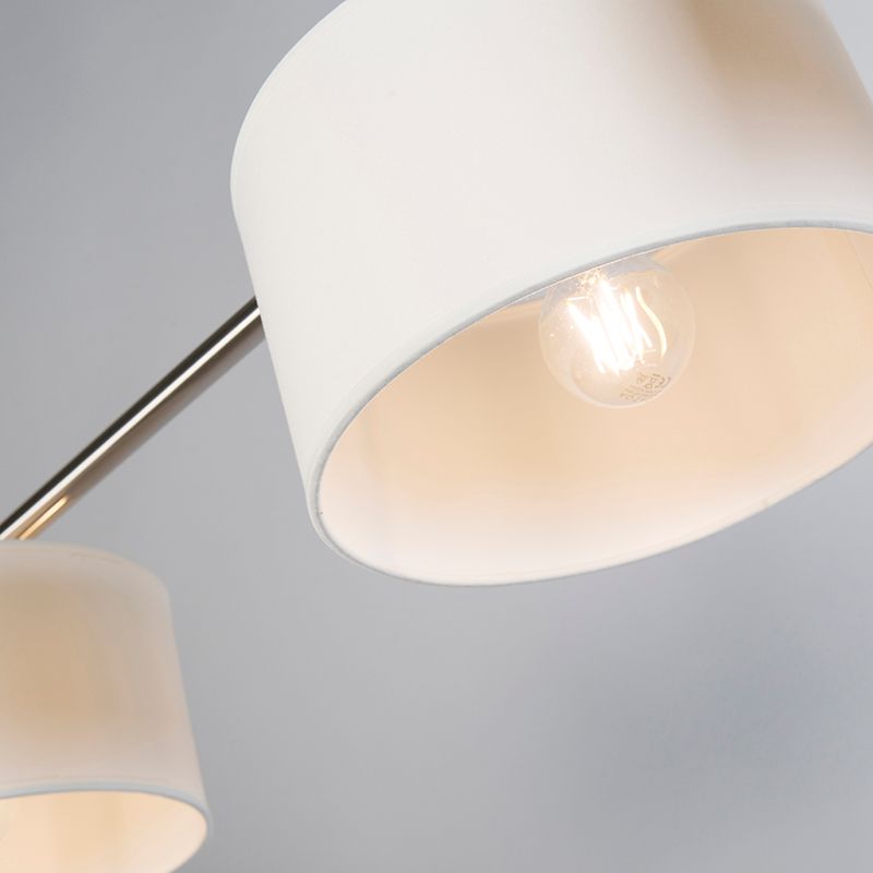 Moderne hanglamp staal met witte kappen 3-lichts - VT