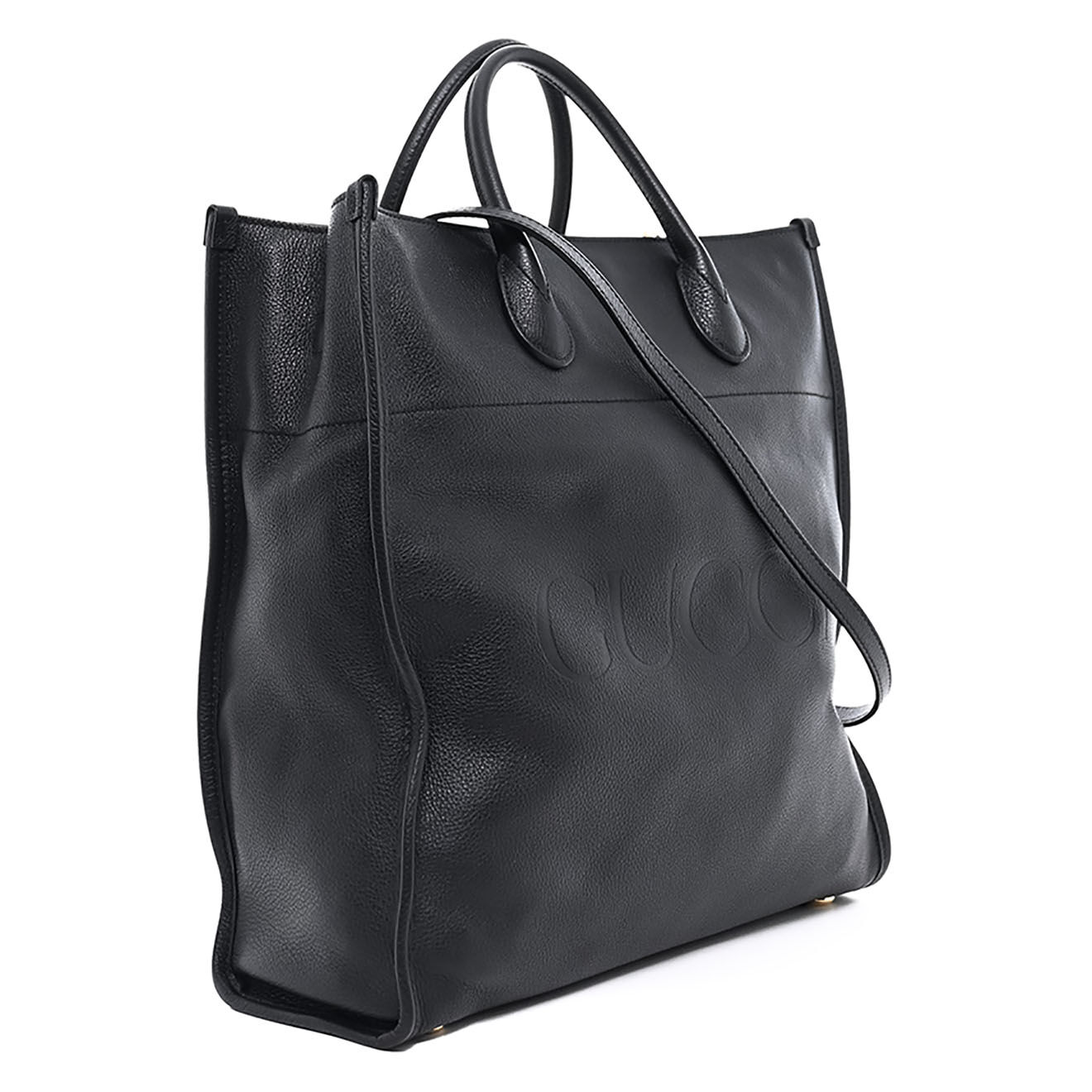 Gucci Sac cabas en Cuir grainé noir - Très bon état - L.36 cm