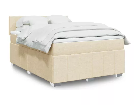 Sommier à lattes de lit avec matelas Crème 160x200 cm Tissu