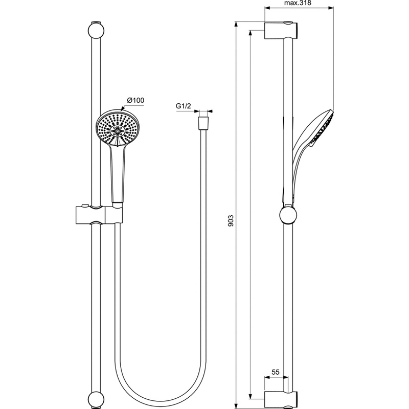 Ideal Standard Ceraplan 3 Shower Solution Chroom