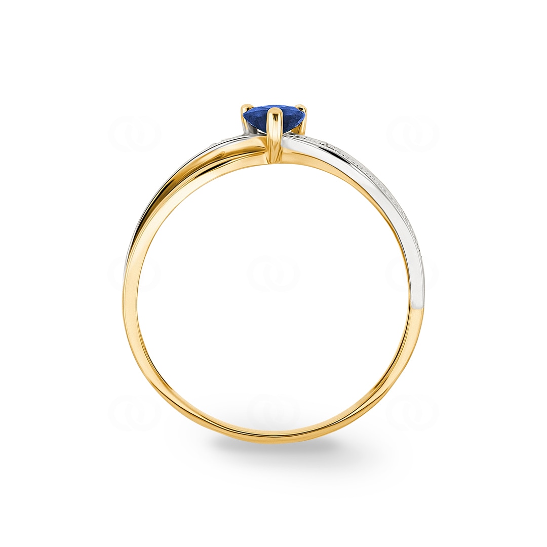 Damenring 750/18 K Gelbgold mit Saphir Herz & Diamanten 0.01ct.