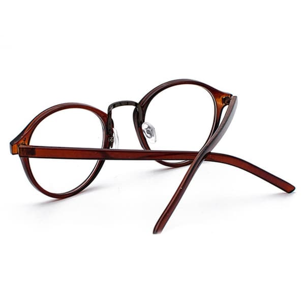 Retro runde ovale briller brunt klart glass uten styrke