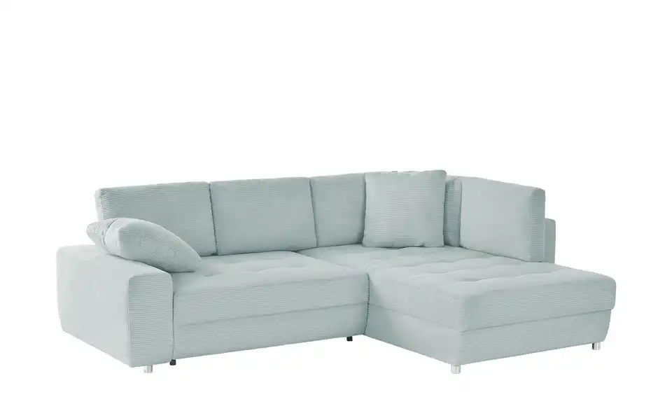 Ecksofa Arissa de Luxe Pastellblau rechts Cordstoff