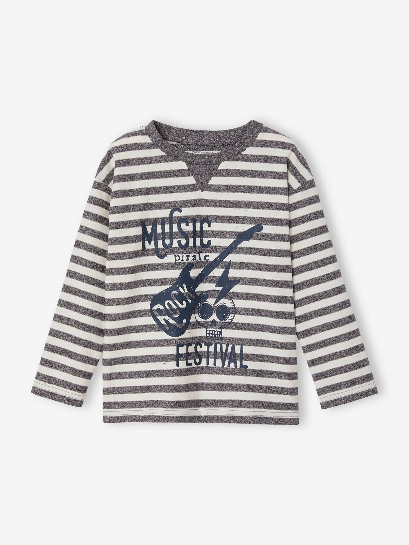 Camiseta listrada com estampa 