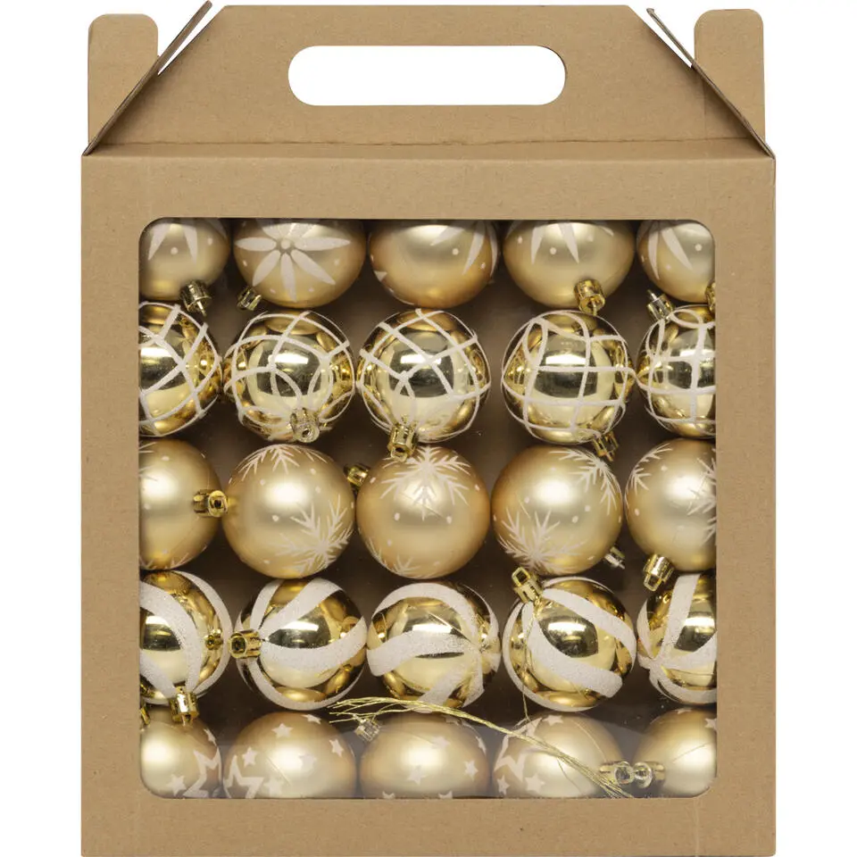 Feeric Christmas gedecoreerde kerstballen -25x - 6cm - goud