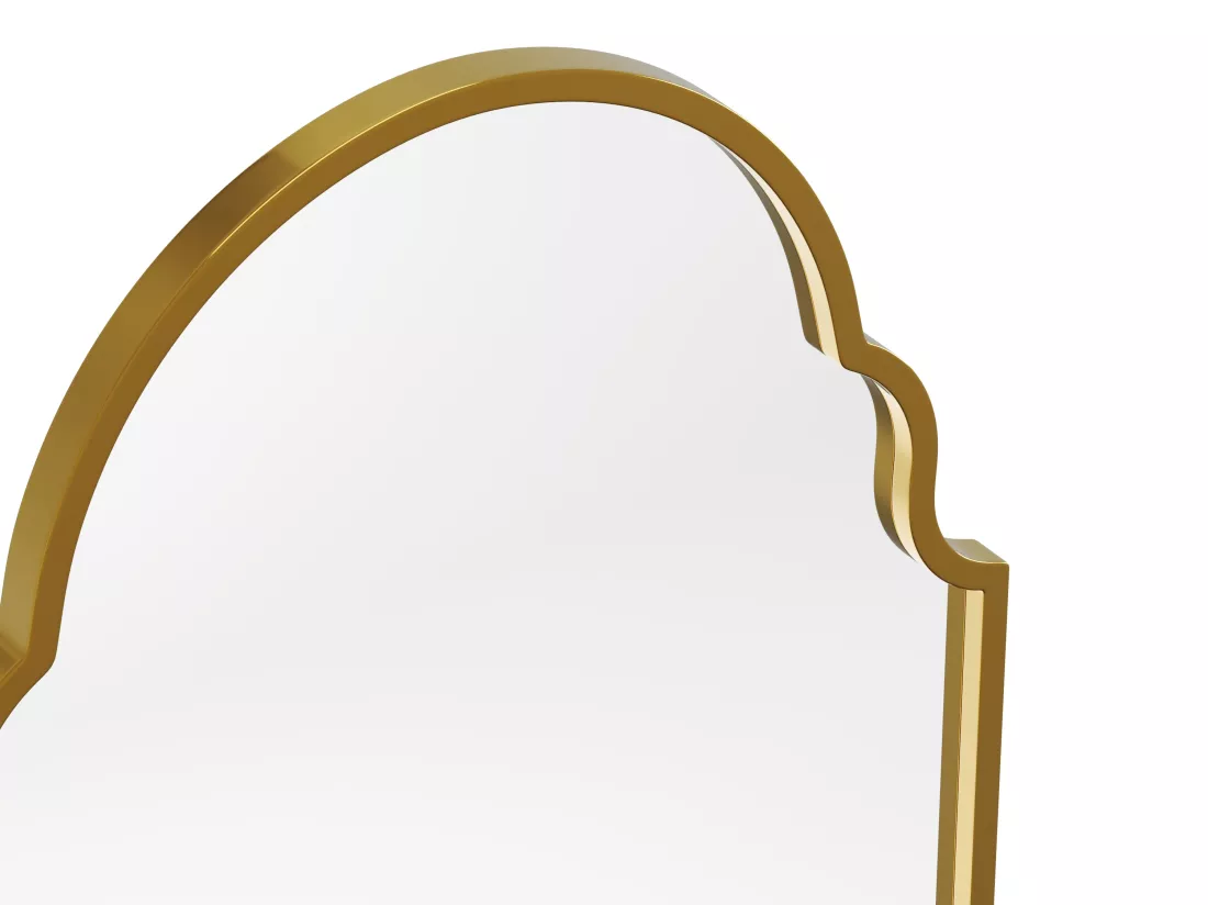 Grand miroir vintage en métal- L. 60 x H. 160 cm - Doré - KARIAN