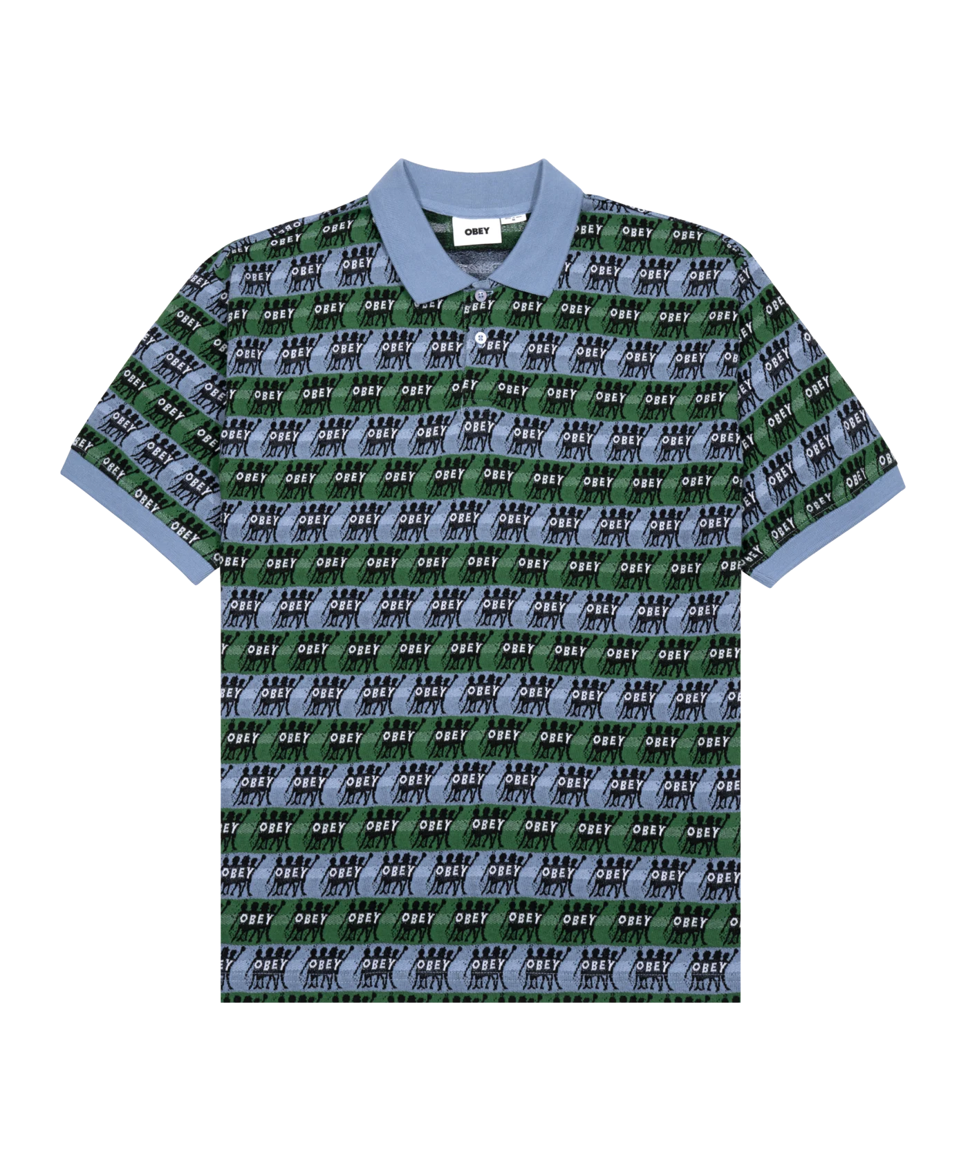 Obey Praise Jacquard Poloshirt Blau Grün