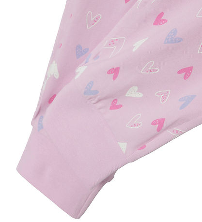Name It Natt?j - Noos - NkfNightset - Pink Lavender m. Hjerter