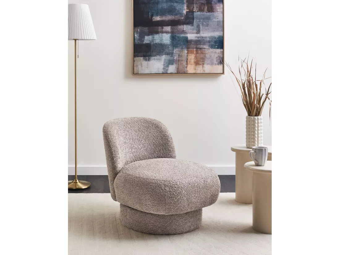 Fauteuil pivotant AYLO Bouclé Taupe