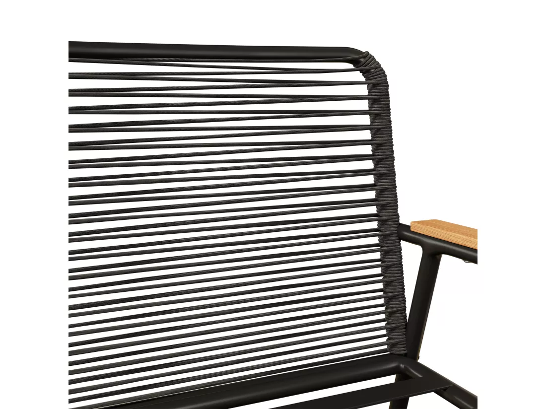 Salon de jardin pour 4 personnes, structure en fer galvanisé, pieds réglables, 1 canapé - 2 fauteuils et 1 table basse, noir