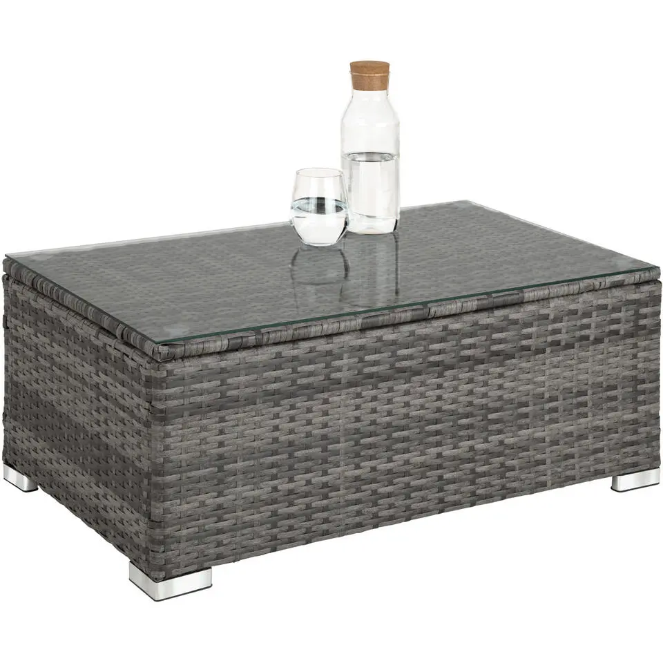 tectake - Loungeset Pisa met opbergbox kussens - wicker - grijs