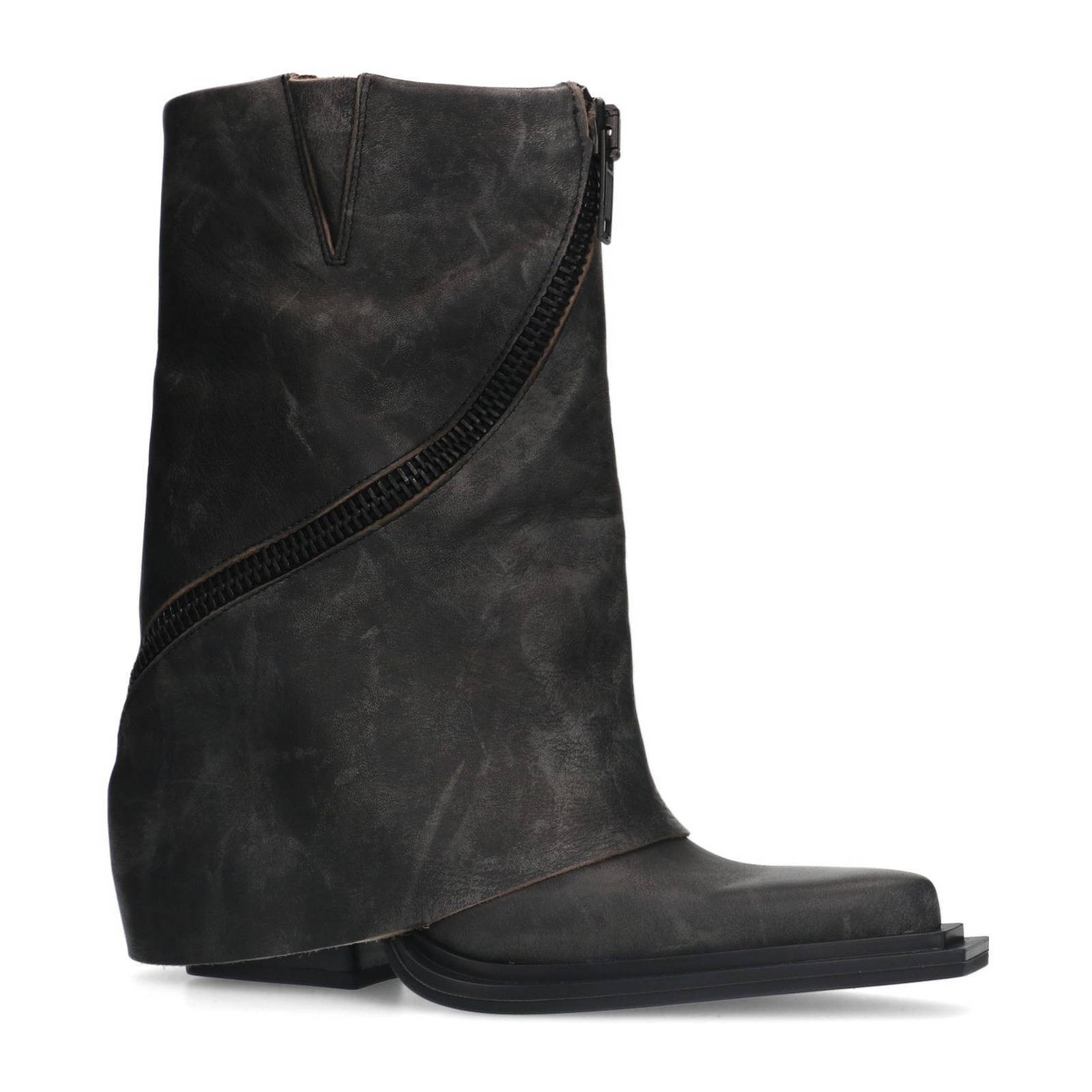 Sacha leren cowboylaarzen met flap grijs