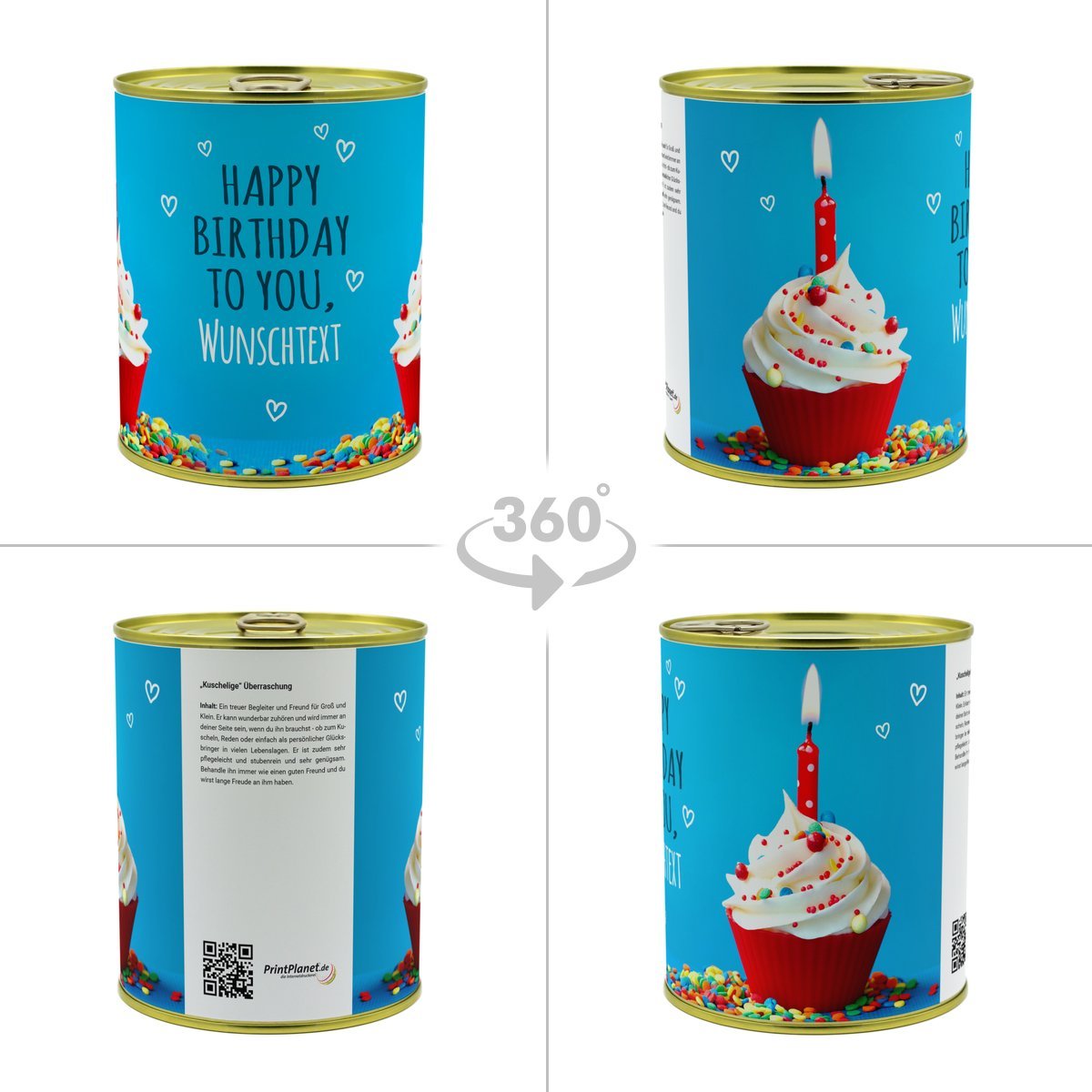 Personalisierte Geschenkdose - Teddybär (Motiv: Geburtstag)