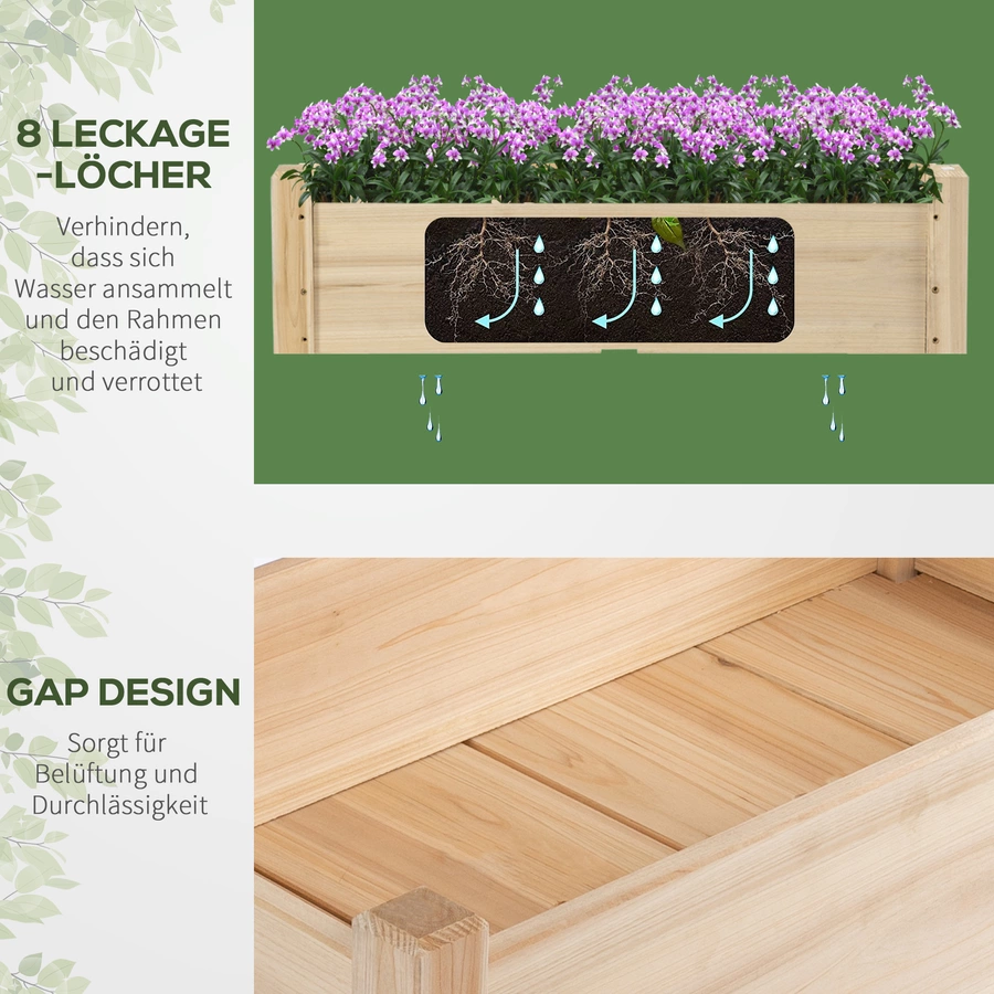 Outsunny Hochbeet mit zweistufigem Design natur