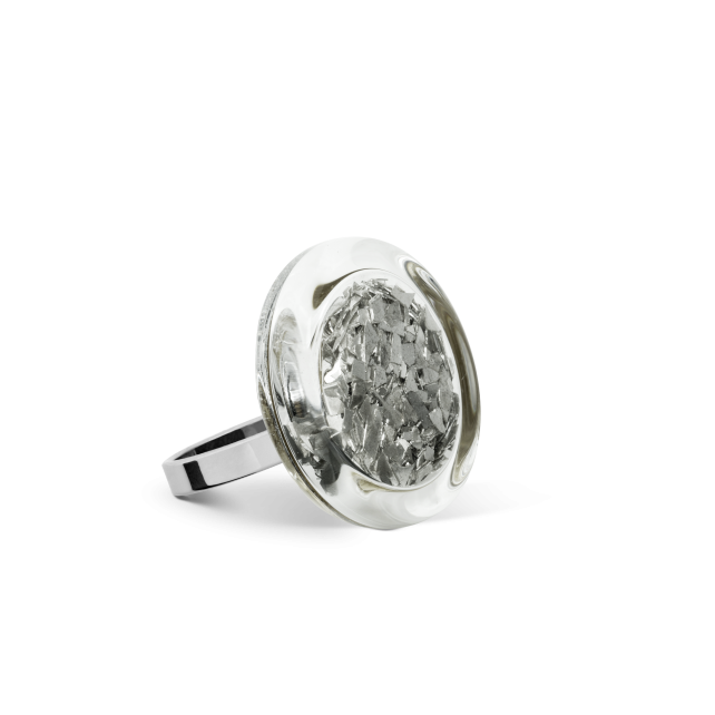 Bague en verre soufflé - Cachou Nano Paillettes