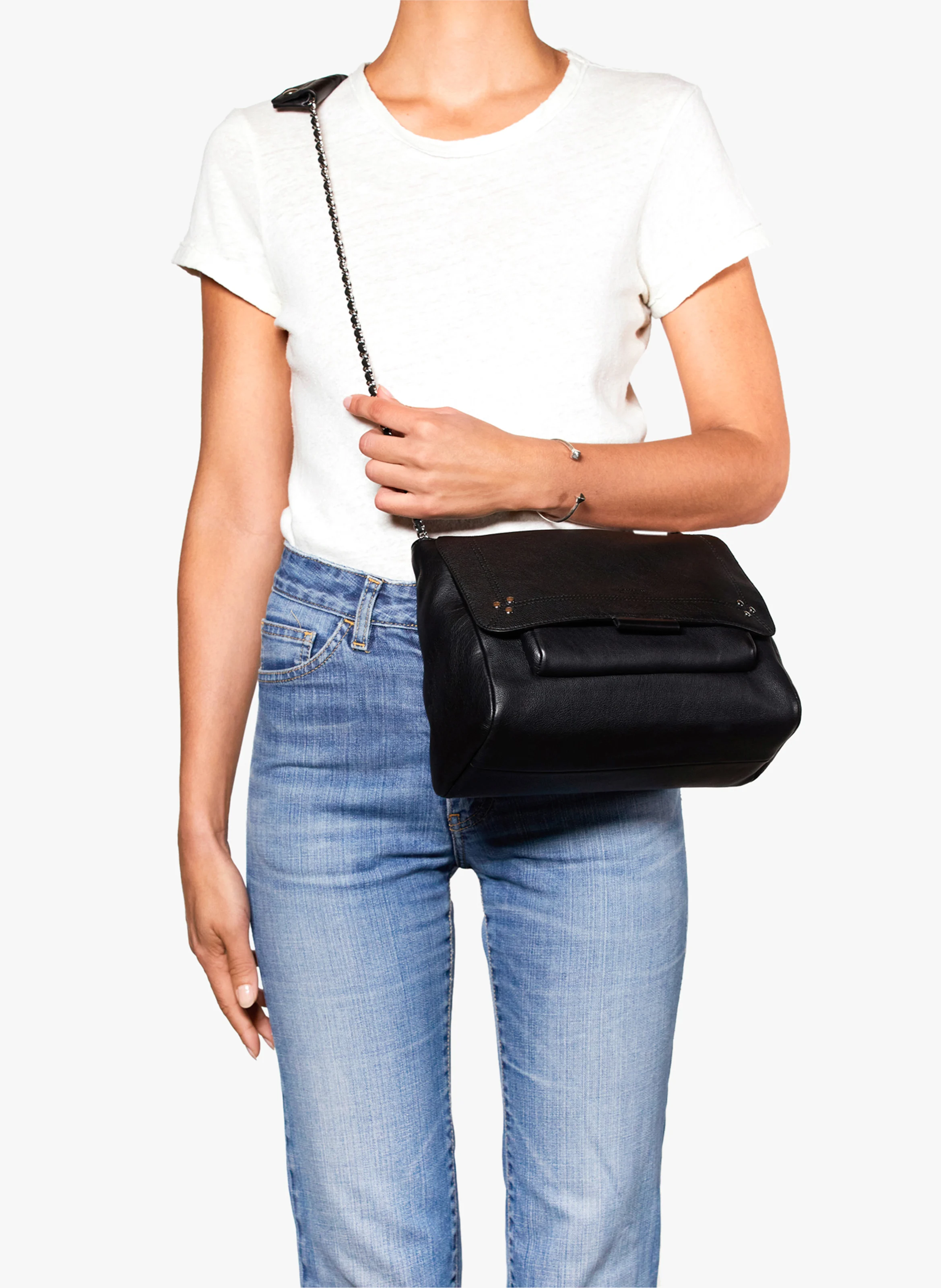 LULU L - Sac besace en cuir | Noir