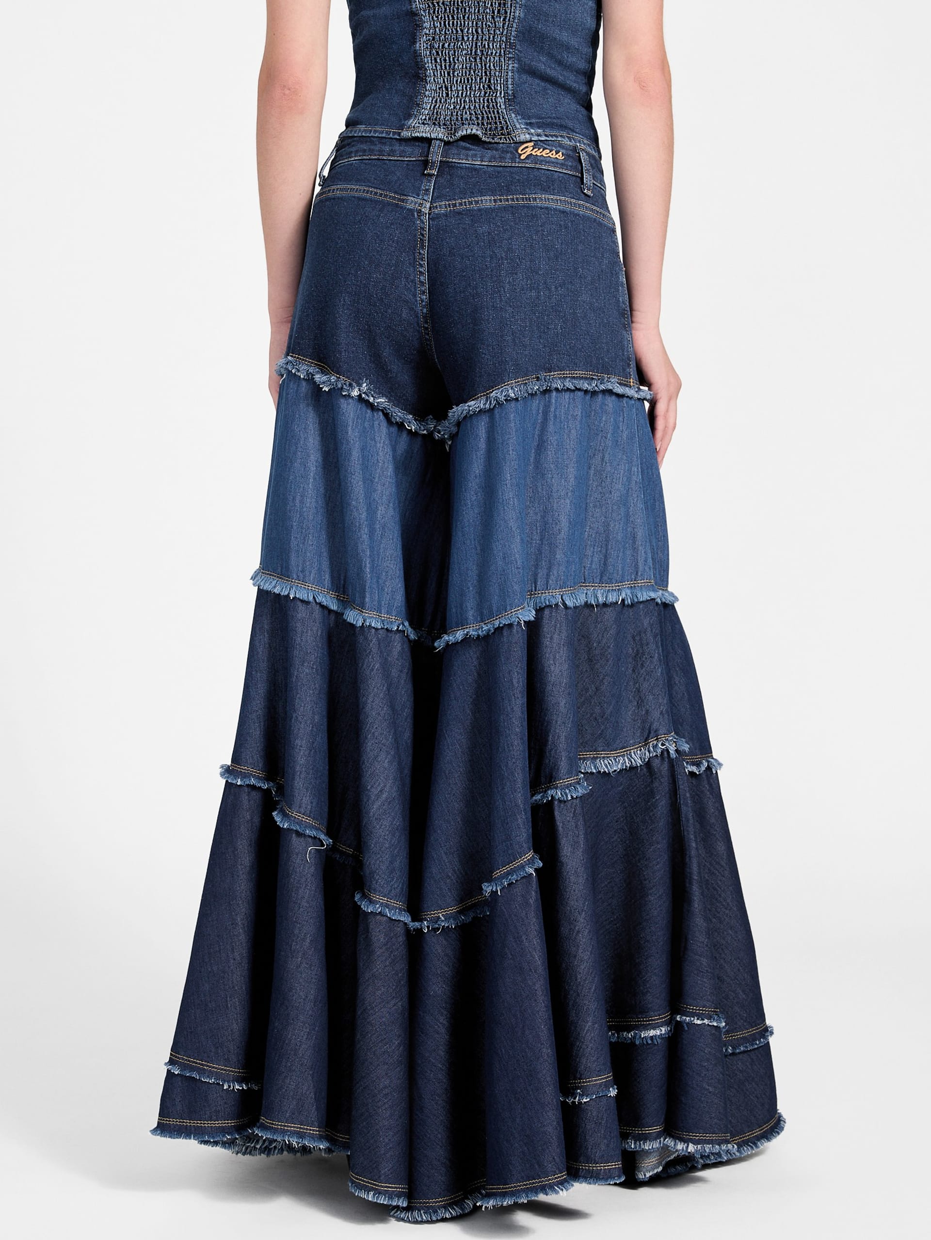 Calça jeans Escape com patchwork em camadas e pernas largas