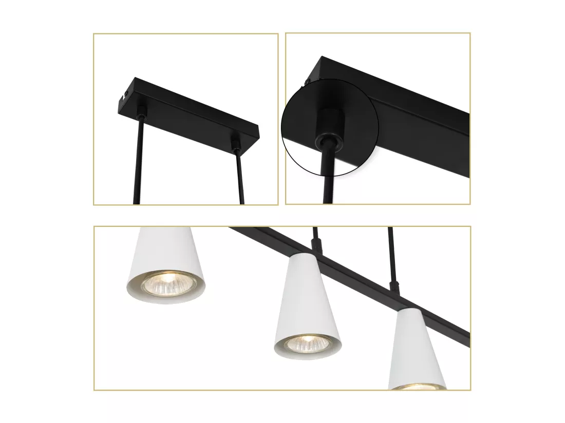 NETTLIFE Suspension table à manger lampe suspendue 6 ampoules - lampe de table à manger suspendue blanc moderne noir GU10 métal