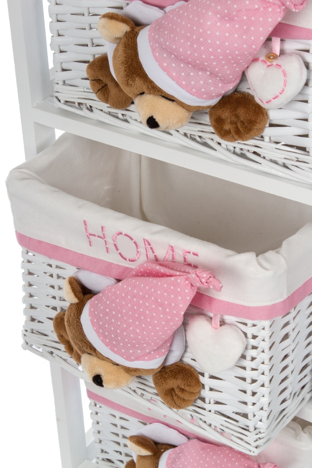 Kommode SLEEPY BEAR - weiß-pink - mit 3 Körben