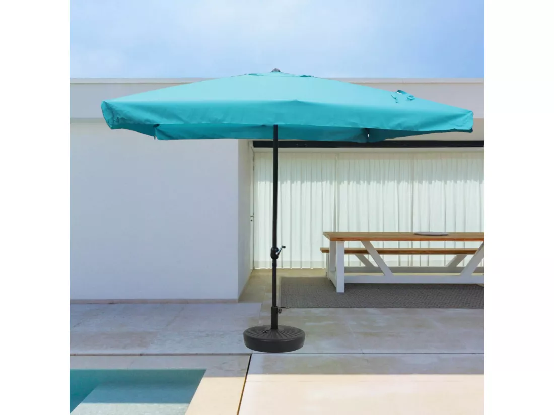Parasol droit carré 2,95 x 2,95 m bleu PALERME