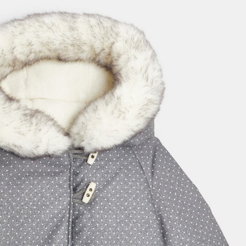 Manteau doublé polaire à pois gris bébé fille Gris ou noir