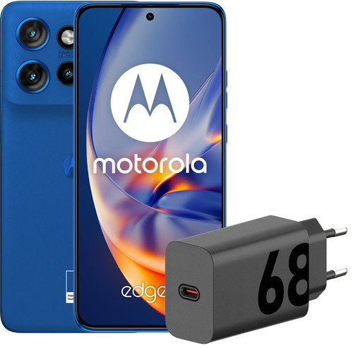Motorola Edge 50 Neo 512GB Blauw 5G + Motorola Oplader 68W Zwart + Usb C Kabel 1m Zwart
