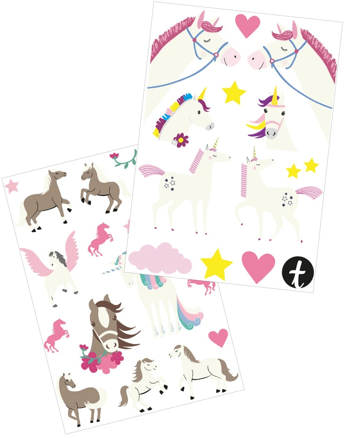 Klebetattoos PFERDE & EINHÖRNER 2er Pack