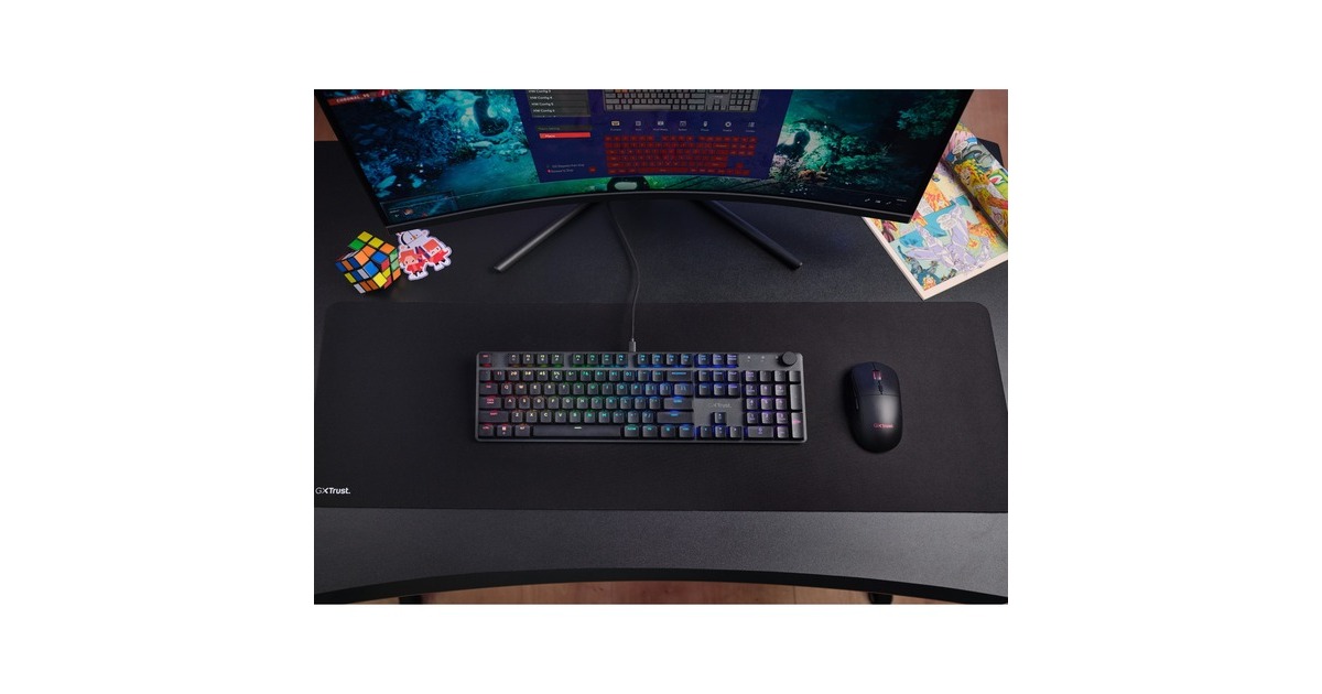 TrustGXT 866 Torix Hoogwaardig mechanisch gaming-toetsenbord, gaming toetsenbord  (Zwart, US lay-out, Huano Red, RGB)