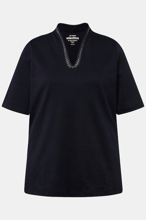 T-Shirt, Pima Cotton, A-Linie, Kelchkragen, Halbarm