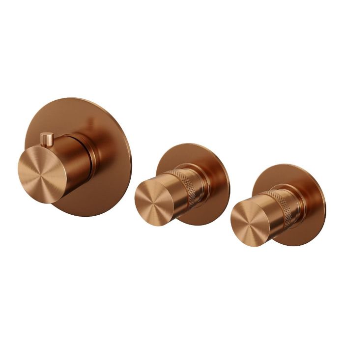 Brauer Copper Edition iinbouw badkraan met badvulcombinatie en staafhanddouche koper geborsteld PVD