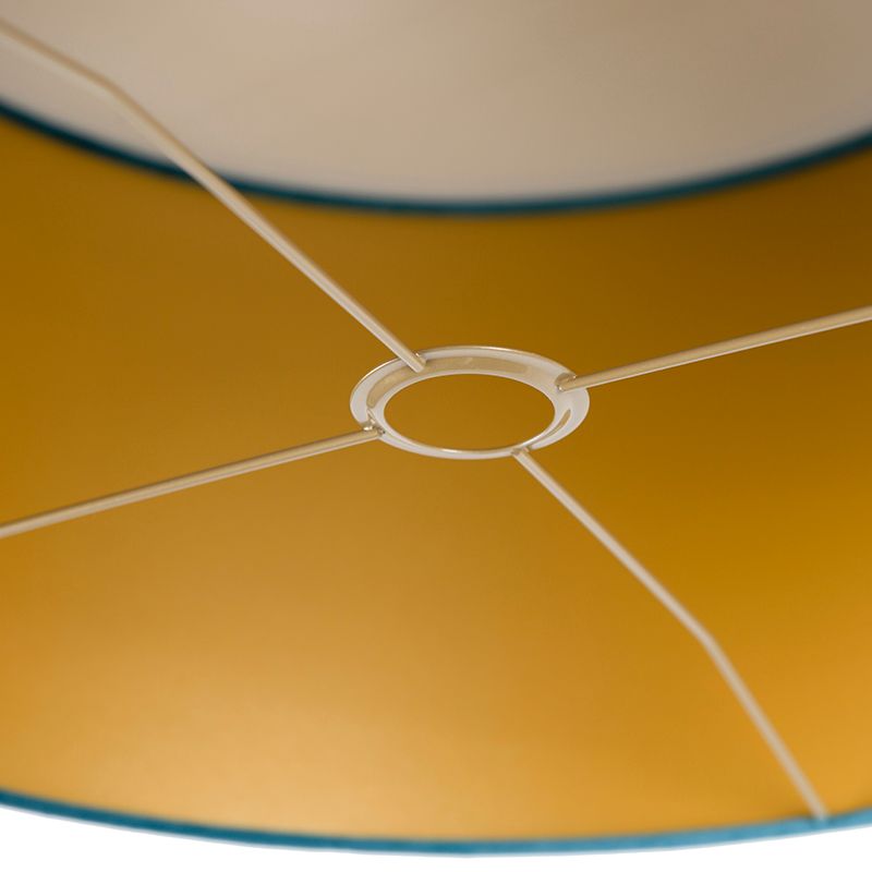Velours lampenkap blauw 50/50/25 met gouden binnenkant
