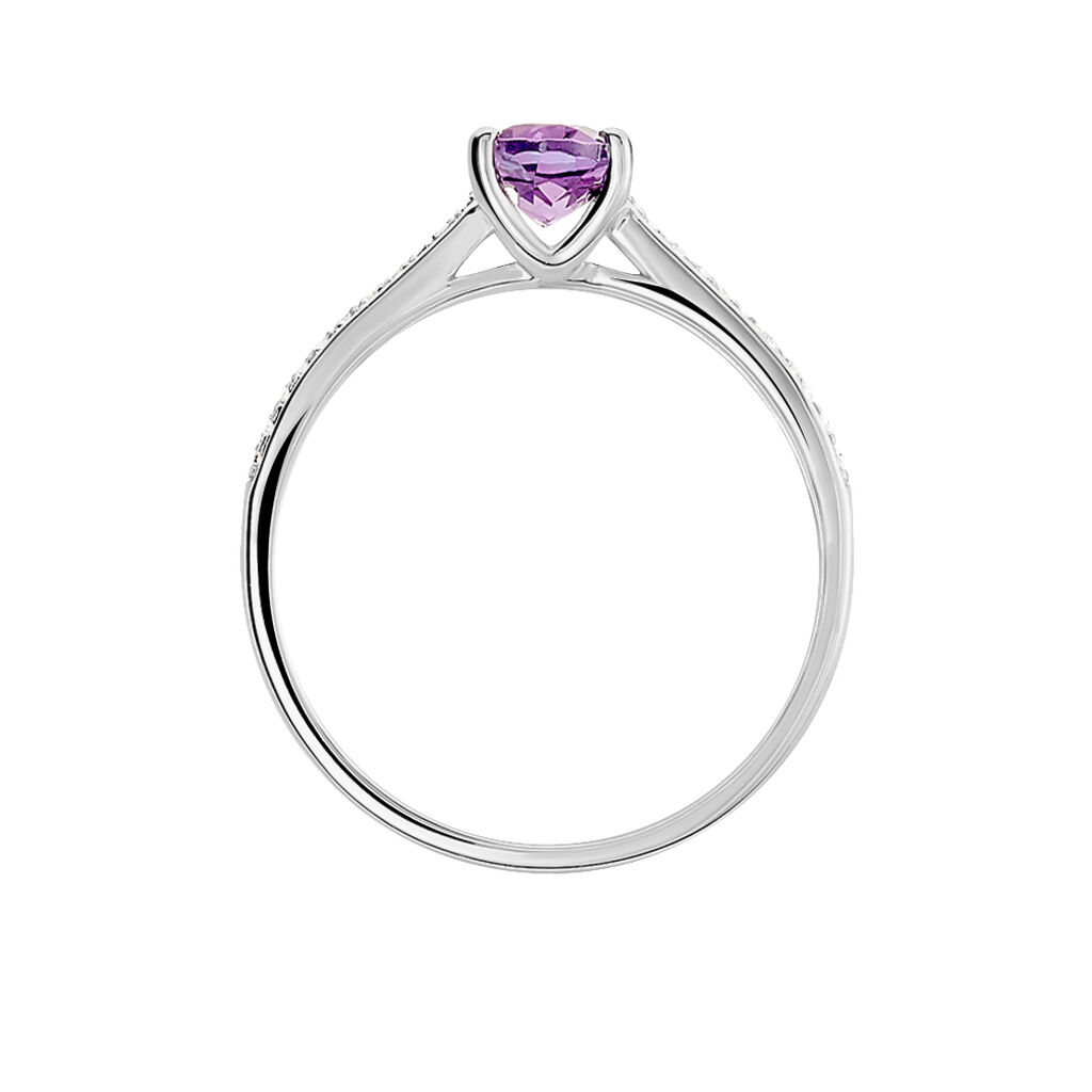Bague Crista Or Blanc Amethyste Et Diamant