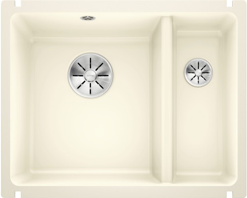 Blanco SUBLINE 350/150-U spoelbak, 567 x 456 mm, magnolia glanzend, 523742, 1 bak, met bijbak, zonder afdruipgedeelte, bak links