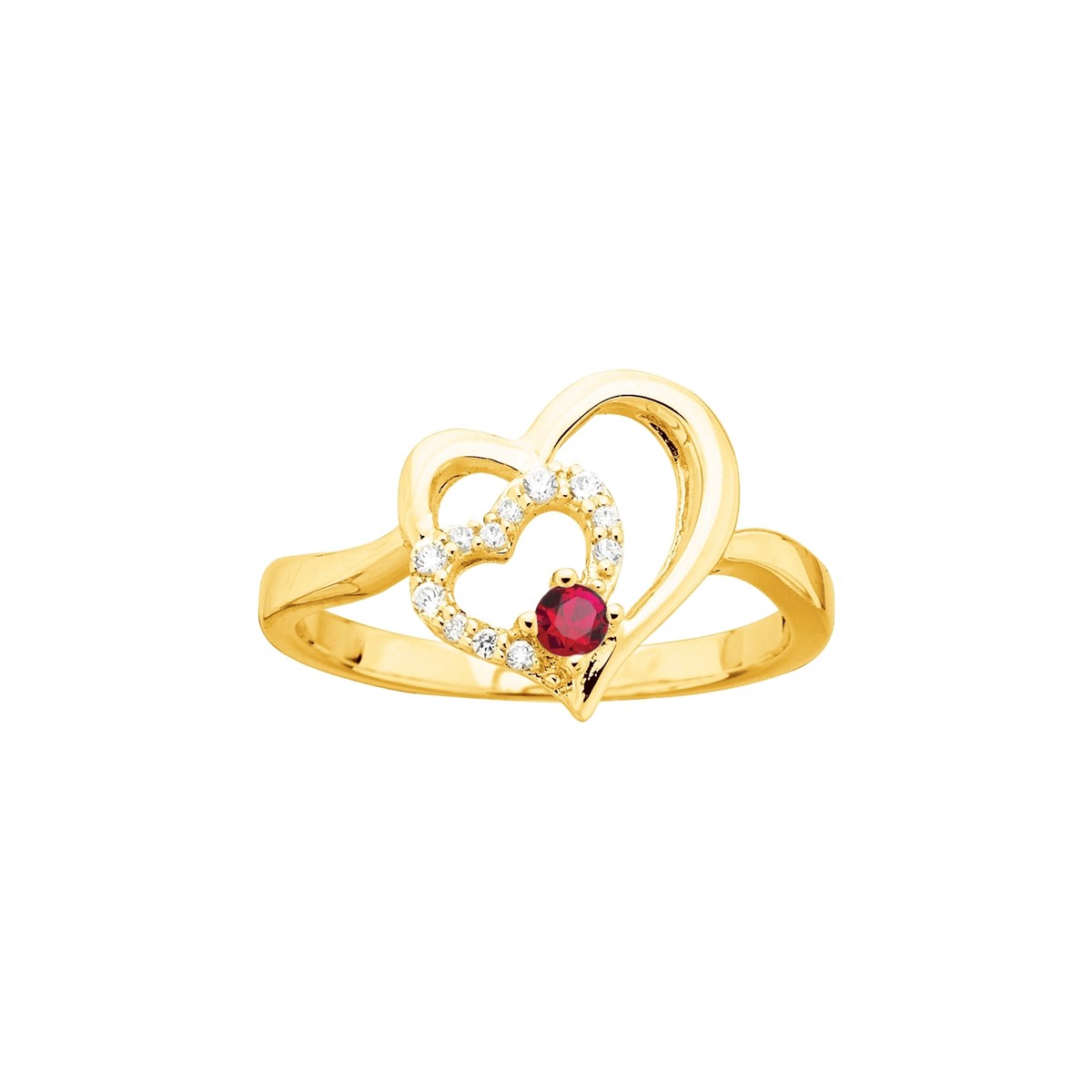 Bague en Plaqué Or avec spinelle rouge rubis