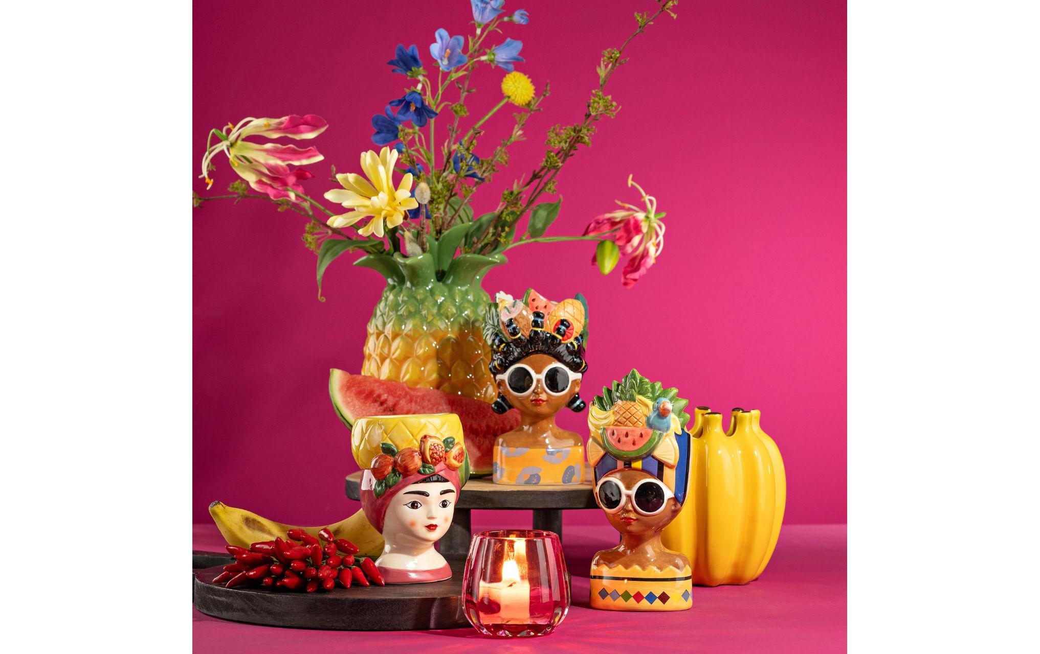 Vase Ananas 21 cm, Gelb/GrünVase im Ananas Design
