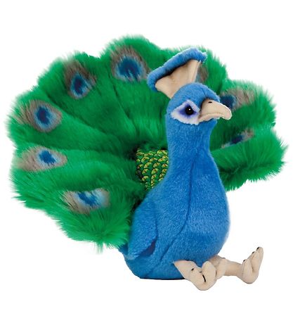 Living Nature Kuscheltier - 24x20 cm - Pfau - Grün/Blau