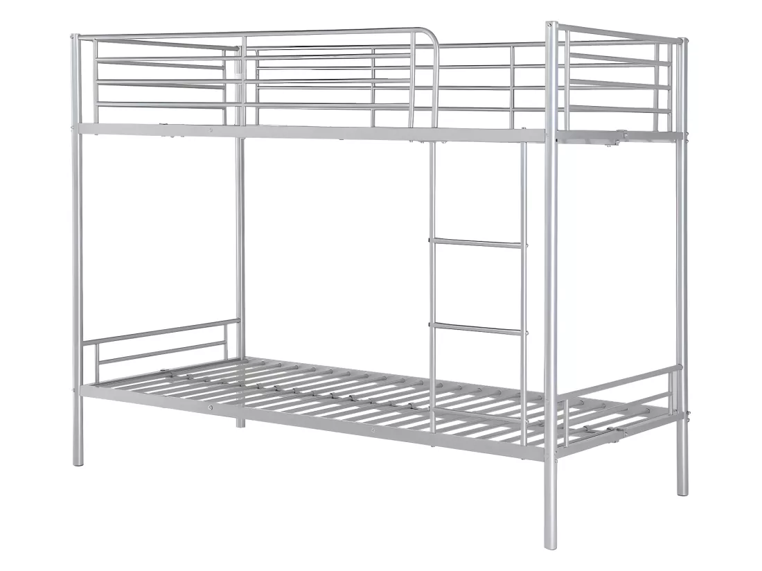 Lits superposés DUOTIS II - 2 x 90 x 190 cm - Argent + matelas