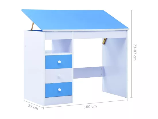 Bureau pour enfants Inclinable Bleu et blanc