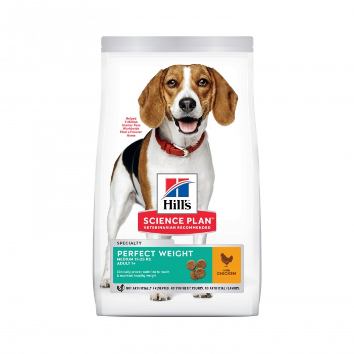 HILL'S Science Plan Perfect Weight Medium Adult au Poulet - Croquettes pour chien