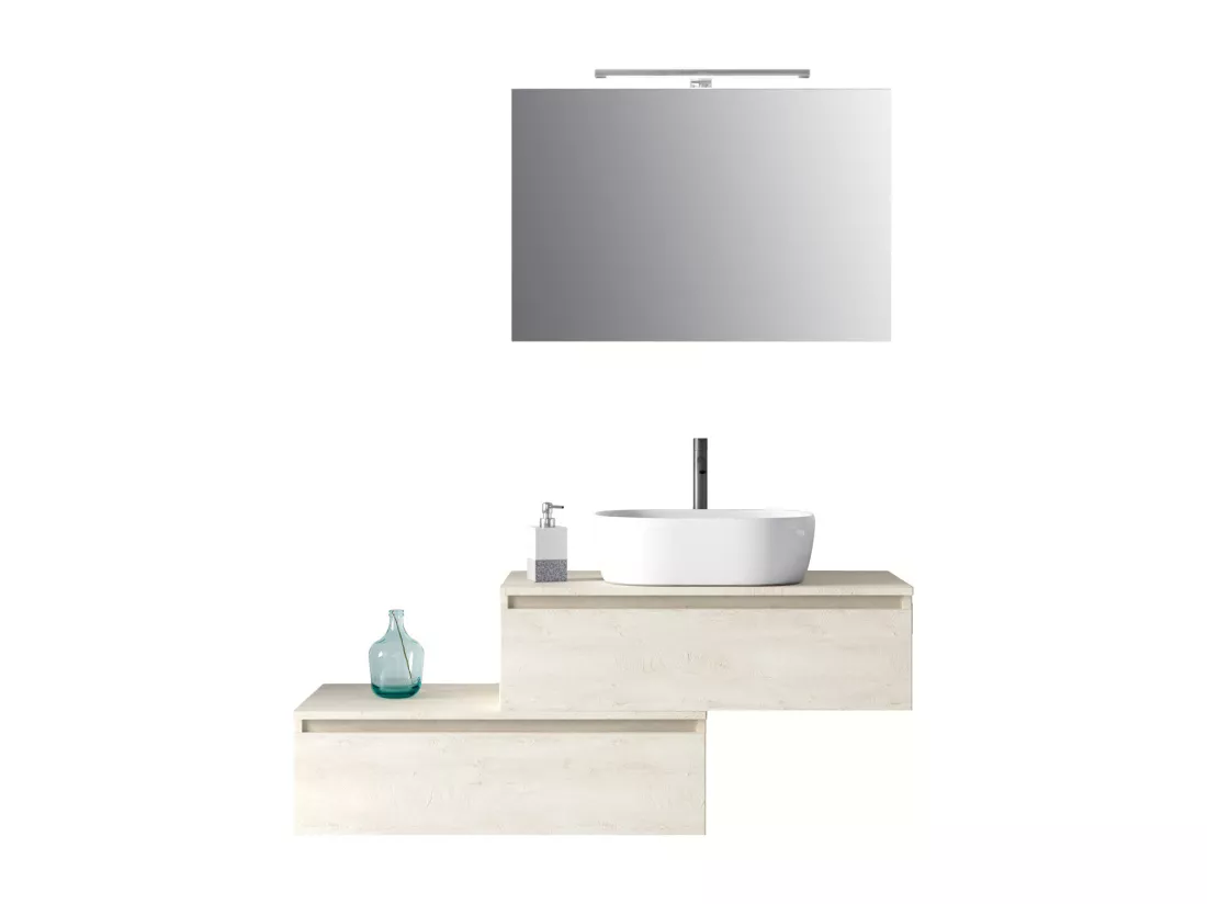 Composizione doppio lavabo 9 pezzi ASTRA rovere alaska