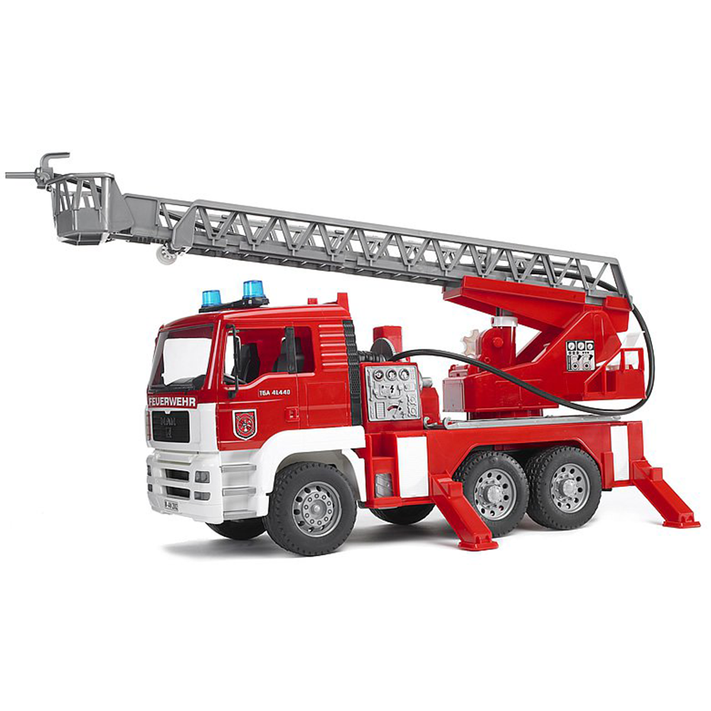 (1:16) MAN Feuerwehr Kinder Spielzeug Auto Drehleiter Fahrzeug mit Licht / Sound inkl. Batterien (310.02771)