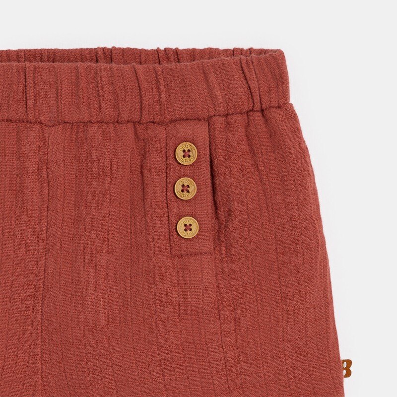 Short en gaze de coton marron bébé fille Marron
