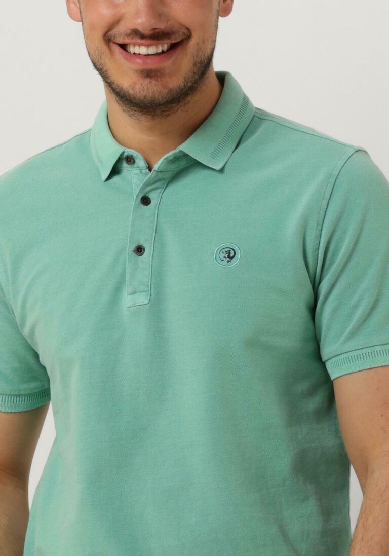 CAST IRON blauwe cast iron polo short sleeve polo cotton gd pique