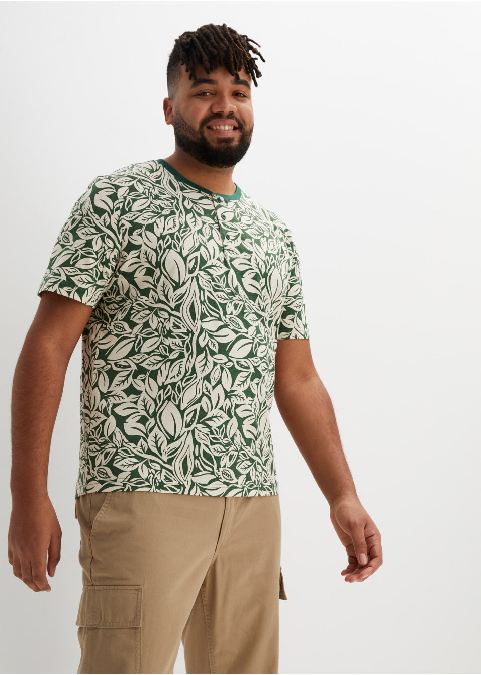 T-shirt col Henley, manches courtes