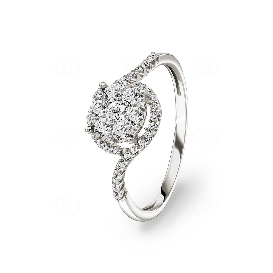 0.50 Karat Diamanten Halo Verlobungsring 750/18 K Weissgold
