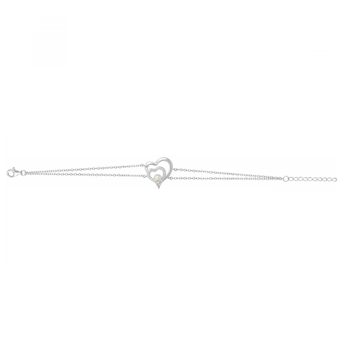 Bracelet souple mono-motif en Argent avec perle d'eau douce blanc