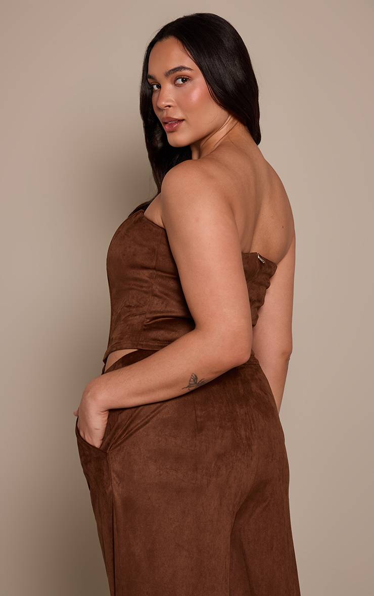 Marron Top Corset En Synthétique Grande Taille